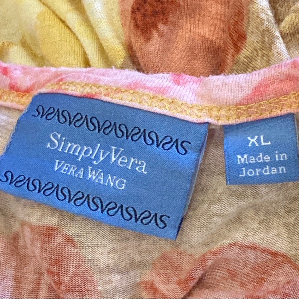 Simply Vera Pink and Yellow Pastel Tee, Size XL - Picture 4 of 6